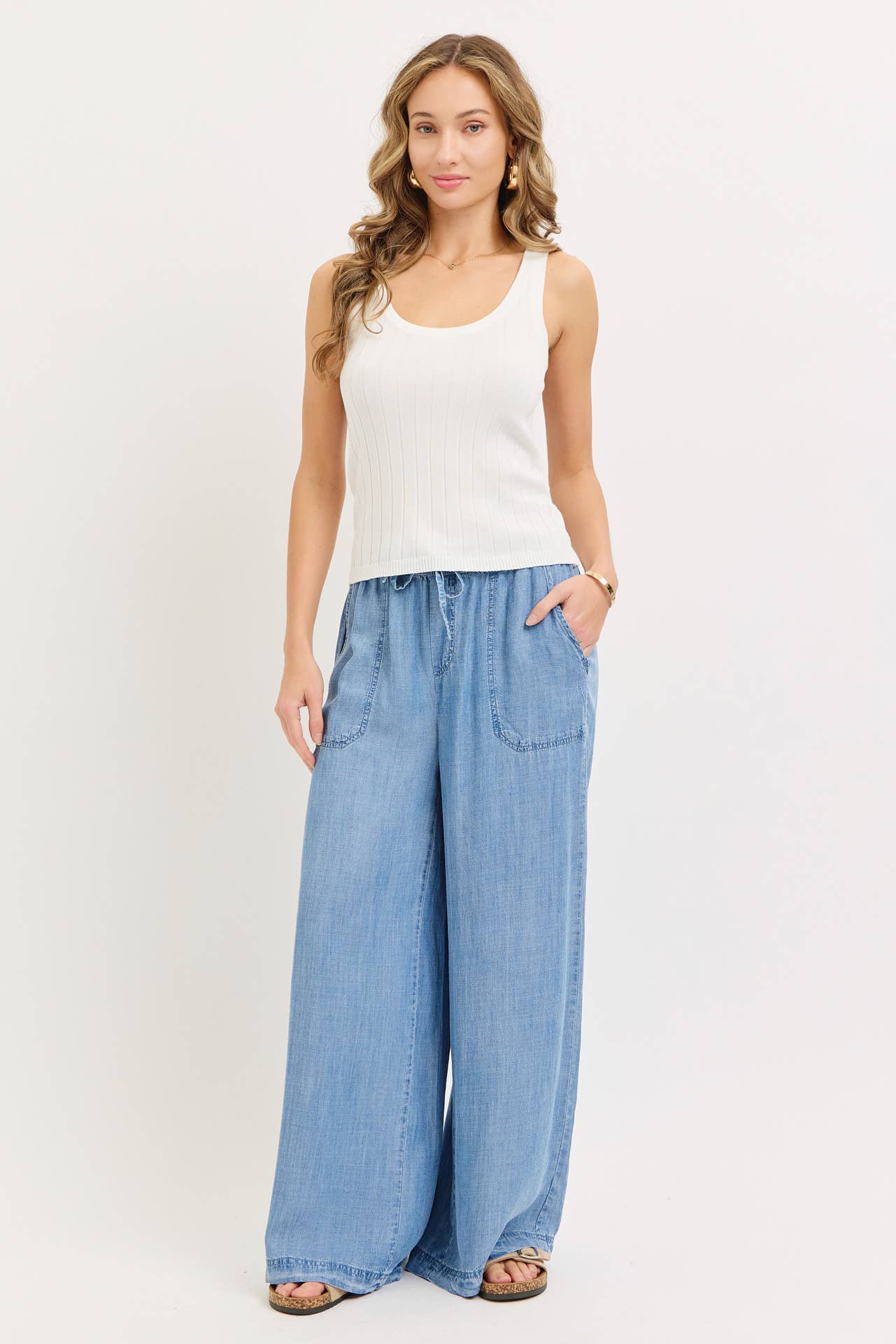 Elastic Waist Palazzo Pants