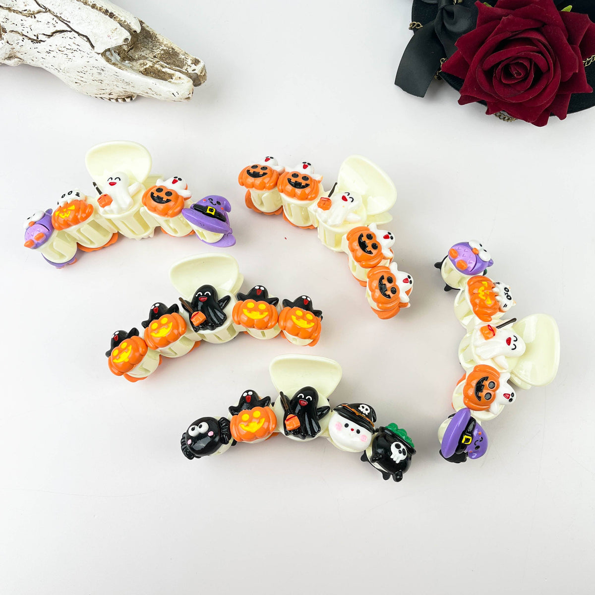 Halloween Pumpkin Party Ghost Skull Hair Claw Clip