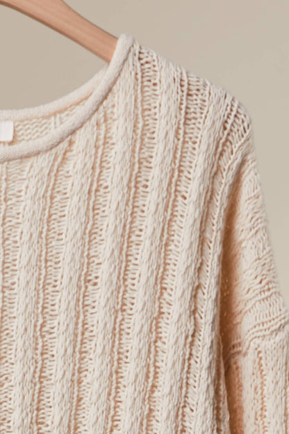 Relaxed Fit Rib Knit Pocket Sweater