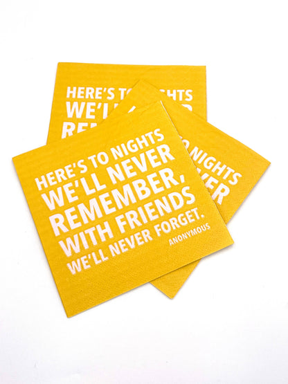 Party Cocktail Funny Napkins-To Nights We'll Never Remember