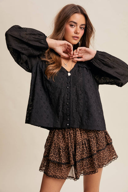 Delicate Embroidered Lace Blouse