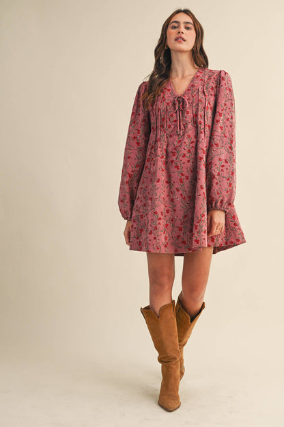 Floral Corduroy Mini Dress