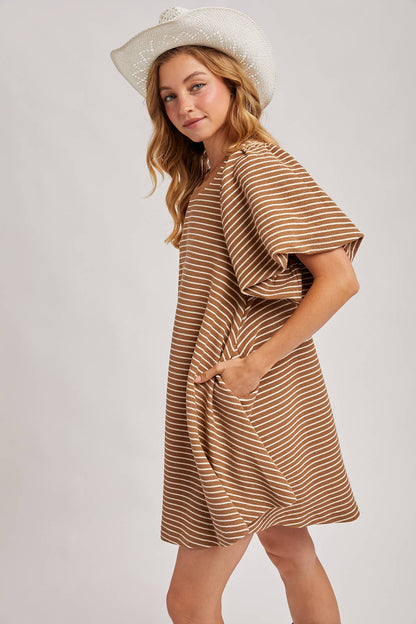 Puff Sleeve Striped Dress