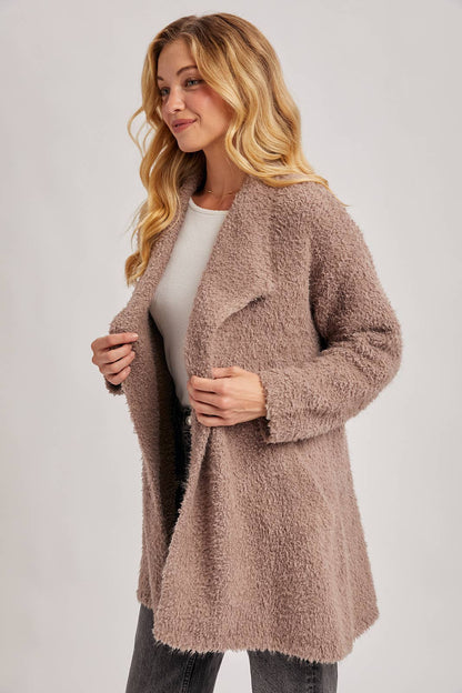 Fuzzy Drape Front Cardigan