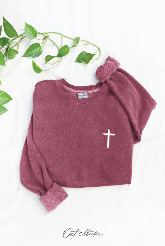 Jesus Has My Back Mineral Graphic Sweatshirt