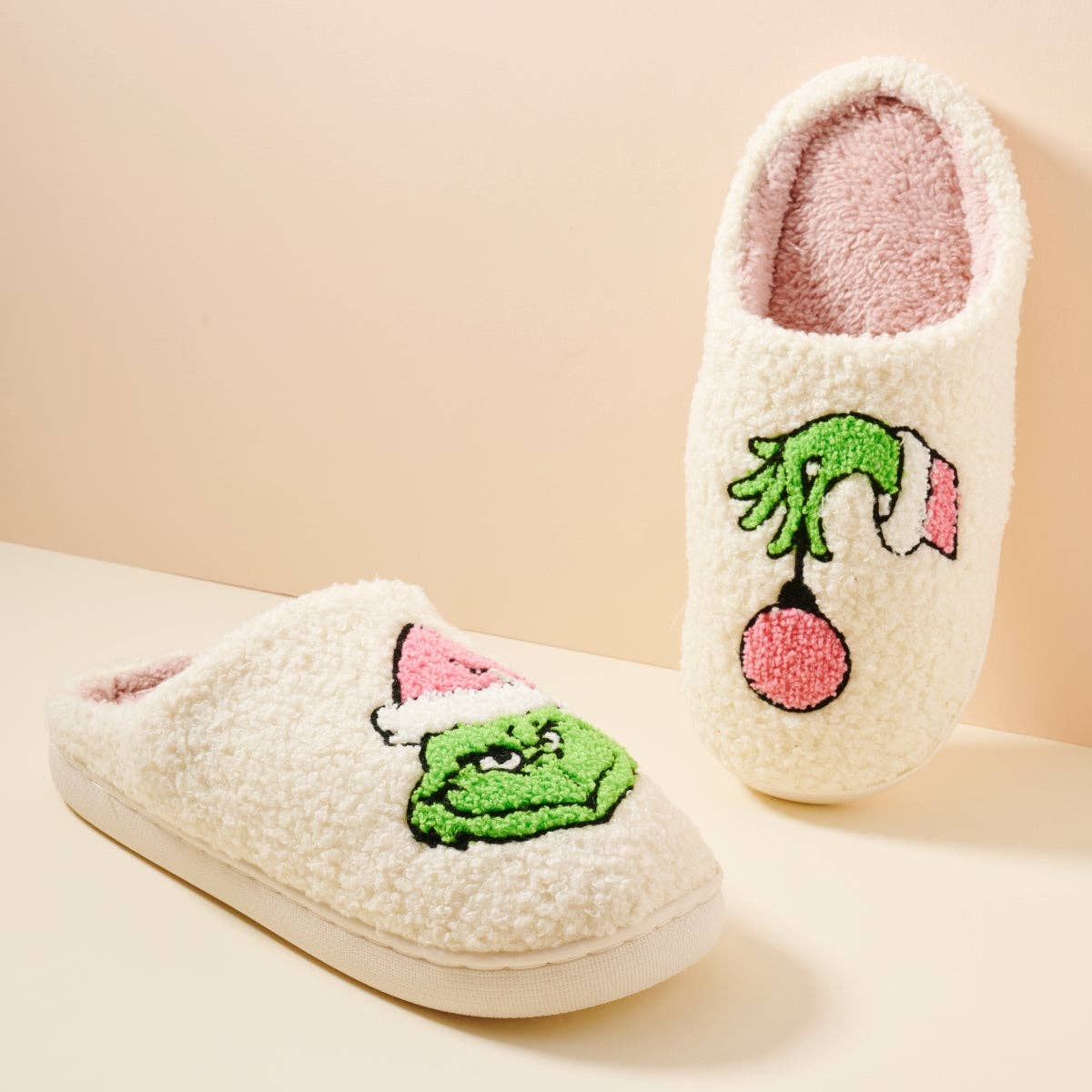 Sherpa Green Monster Christmas Slippers