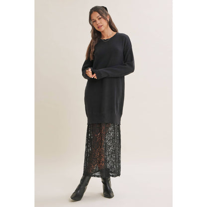 Lace Layered Maxi Sweater Dress