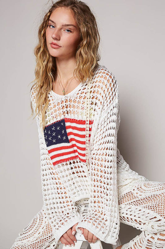 American Flag Crochet Sweater