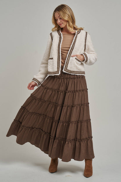 Mini Checkered Tiered Maxi Skirt