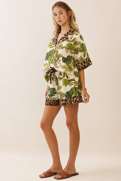 Mixed Print Button-Up Set