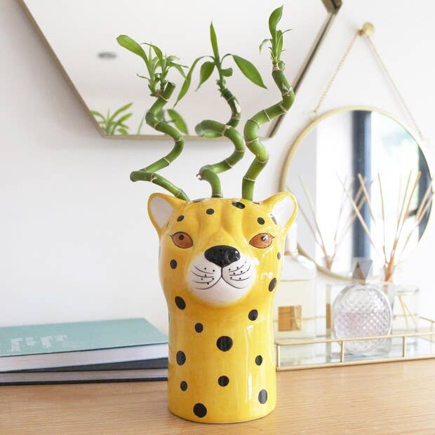 Ceramic Leopard Head Vase