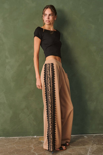 Lace Side-Stripe Sweatpants