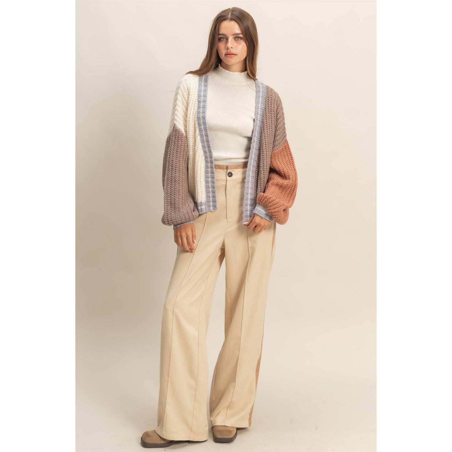 Oversized Jersey Block Cardigan