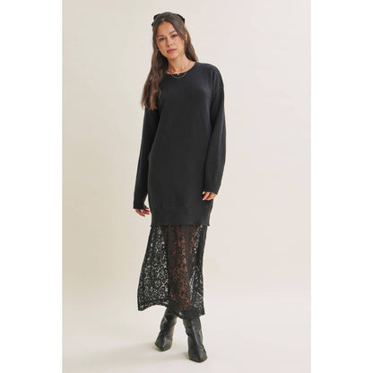 Lace Layered Maxi Sweater Dress