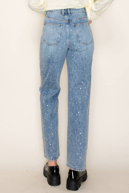 High Rise Bling Straight Jeans