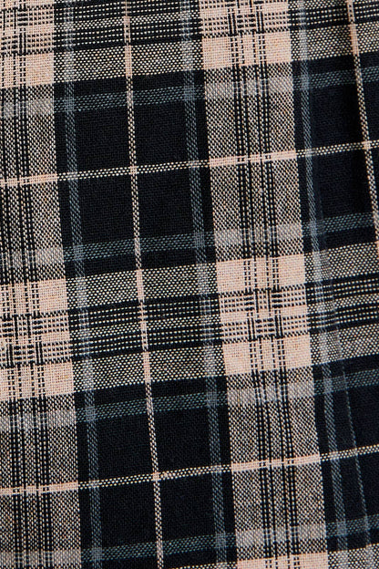 Round Neck Plaid Flannel Romper