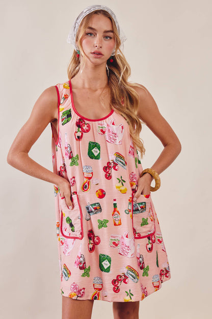 Printed Pocket Shift Dress