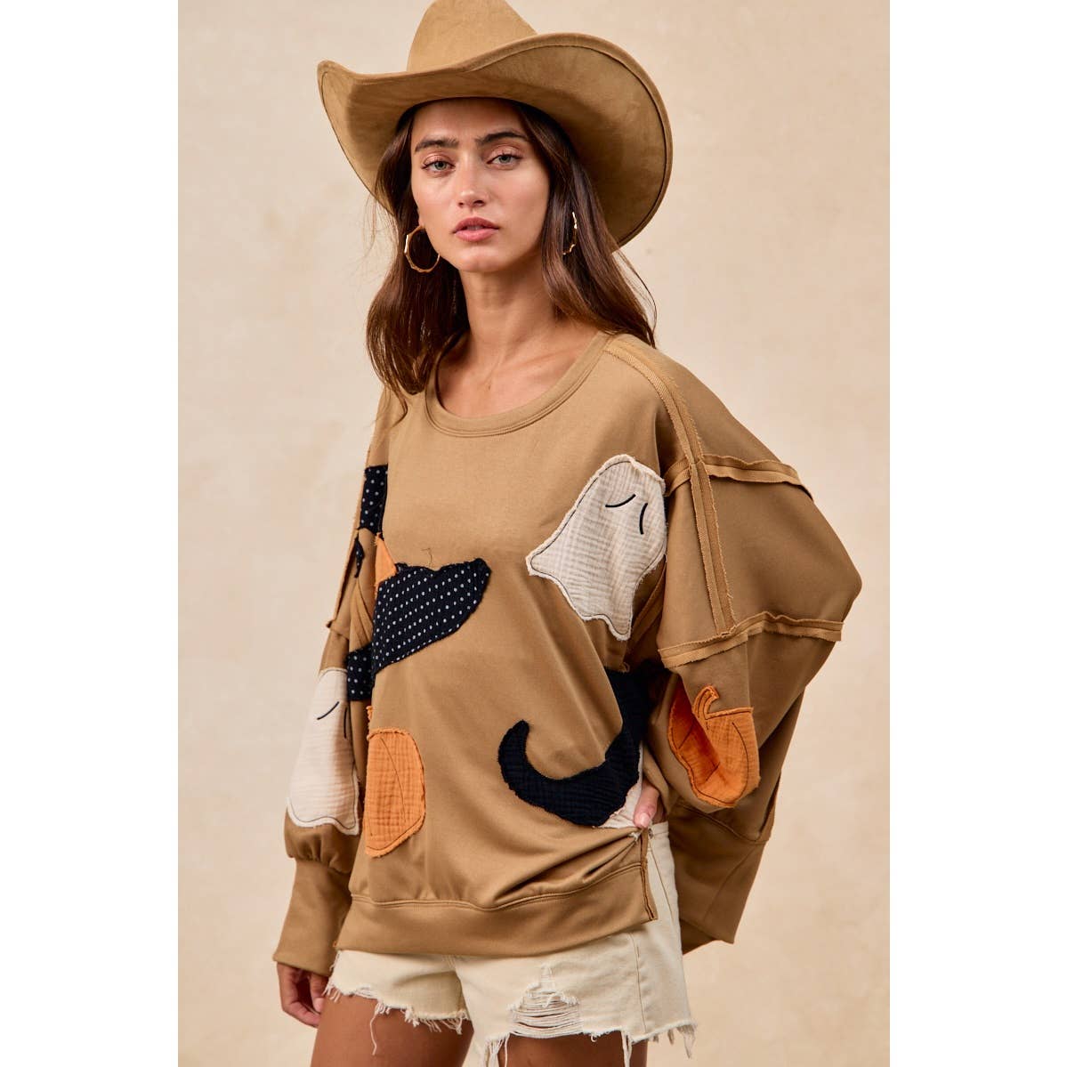 Halloween Theme Patchwork Sweatshirt