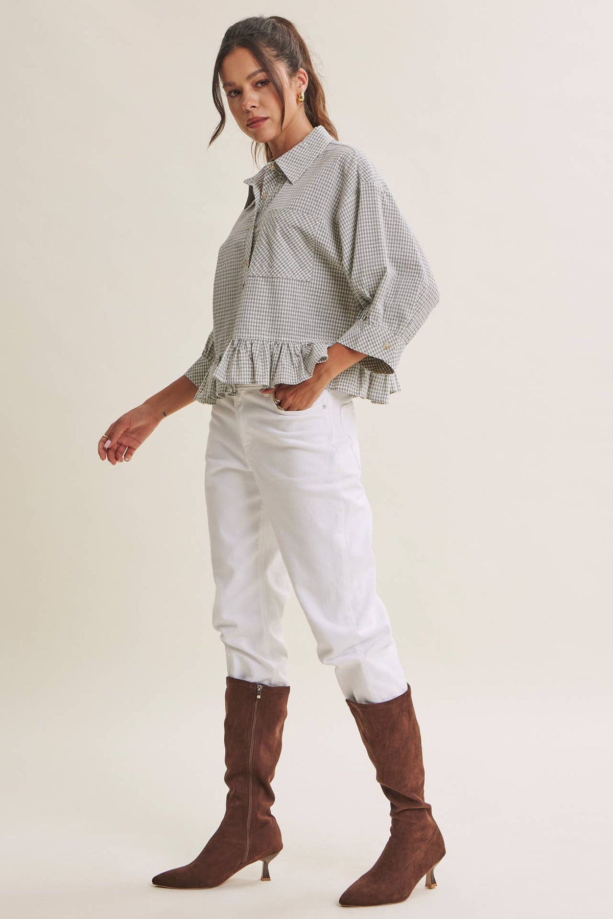 Morning Oat Micro Check Button-Down