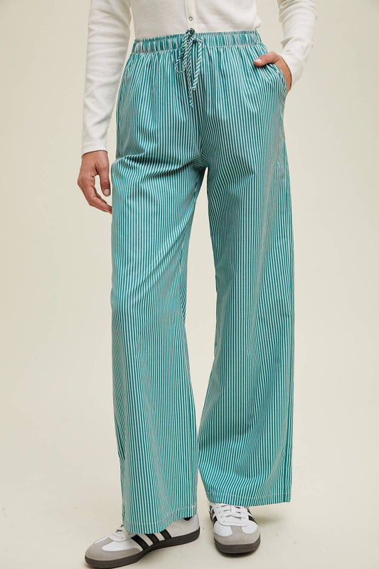 Striped Straight Leg Drawstring Pants