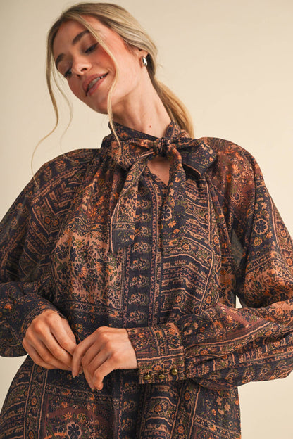Vintage Lurex Print Mini Dress