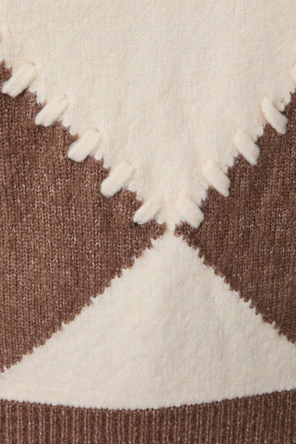 Round Neck Argyle Sweater