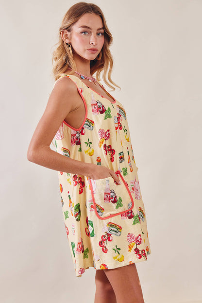 Printed Pocket Shift Dress