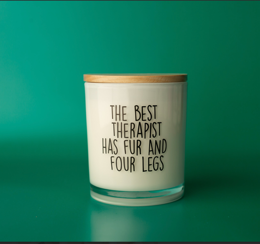 The Best Therapist has Fur & Four Legs Funny Pet Soy Candle