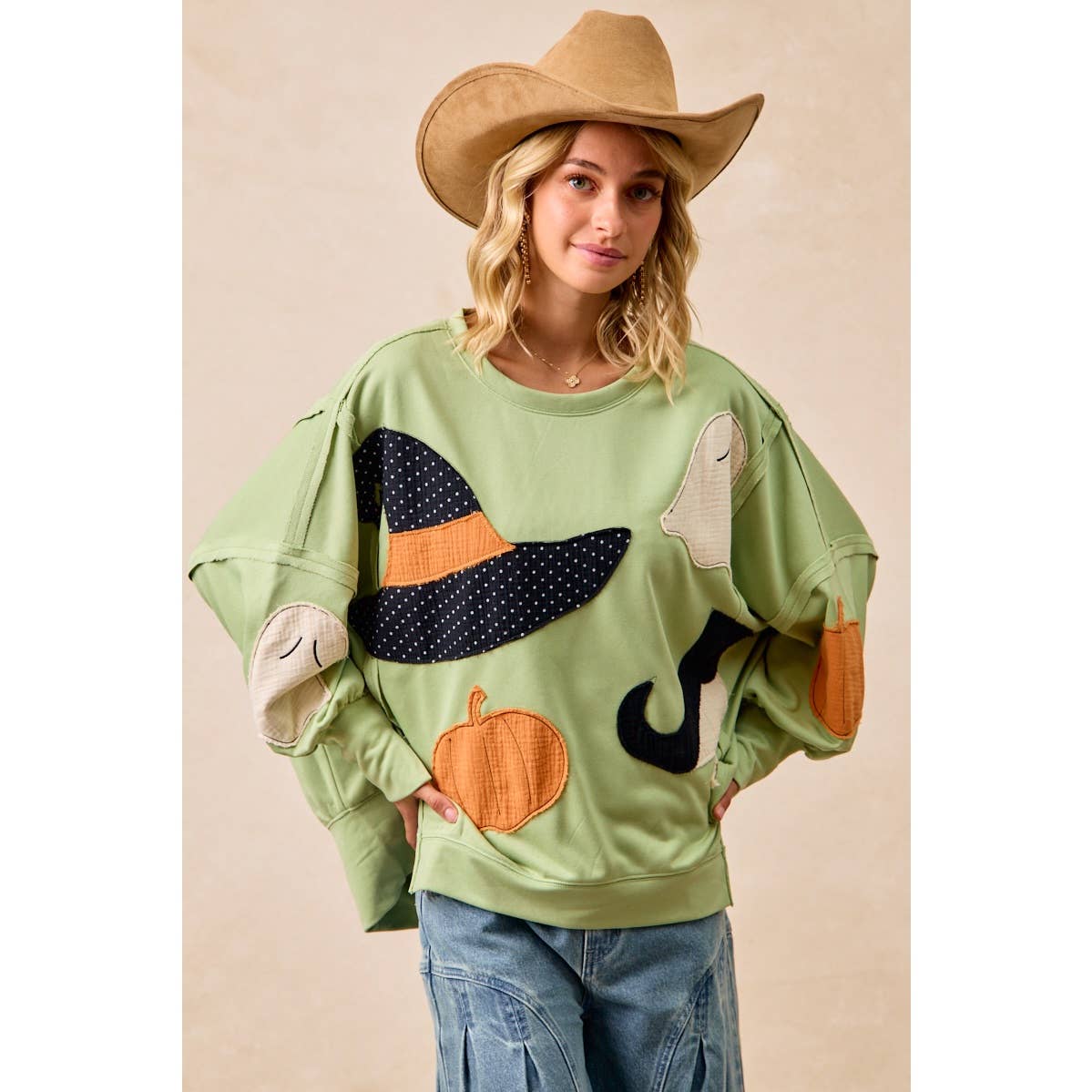 Halloween Theme Patchwork Sweatshirt