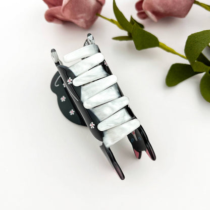 Whimsical Floral Tuxedo Cat Claw Clip
