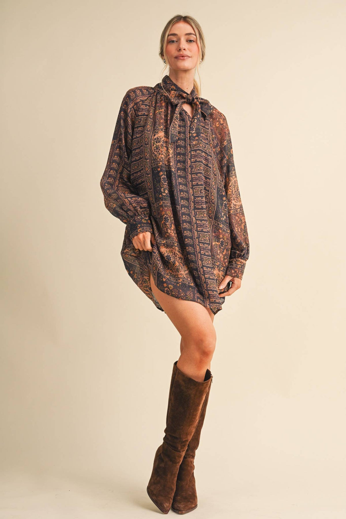 Vintage Lurex Print Mini Dress
