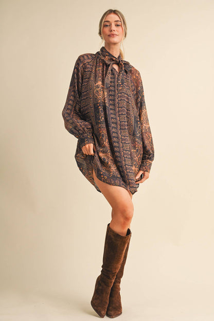 Vintage Lurex Print Mini Dress