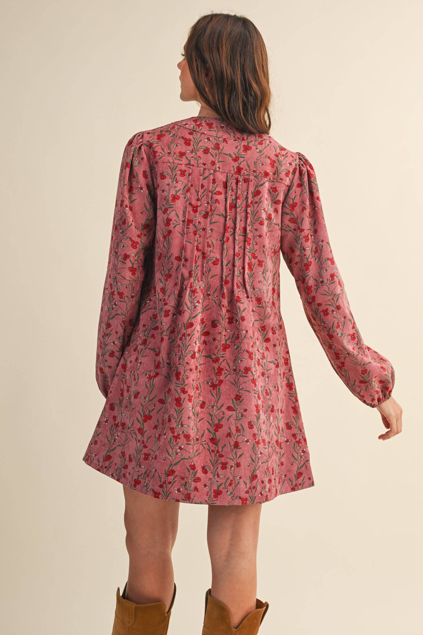 Floral Corduroy Mini Dress