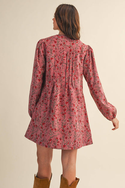 Floral Corduroy Mini Dress