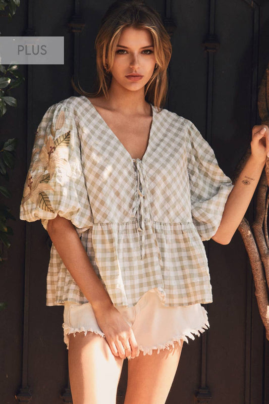 Plus Gingham Blouse