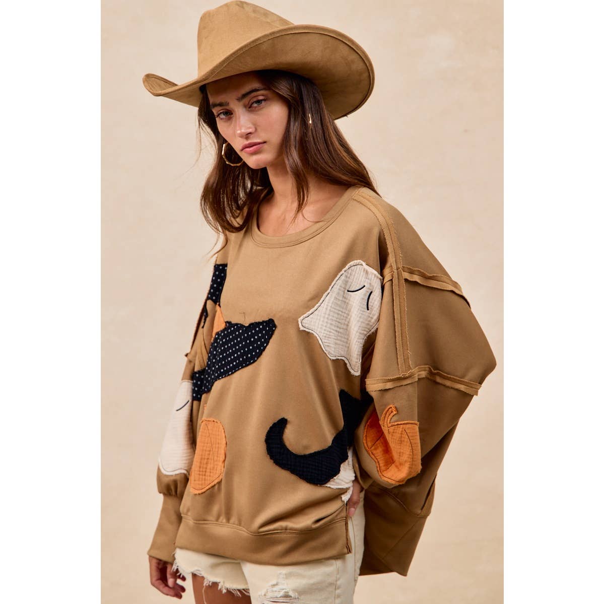 Halloween Theme Patchwork Sweatshirt