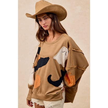 Halloween Theme Patchwork Sweatshirt