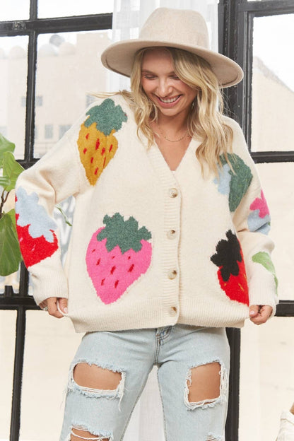 Berry Knit Button Up Cardigan