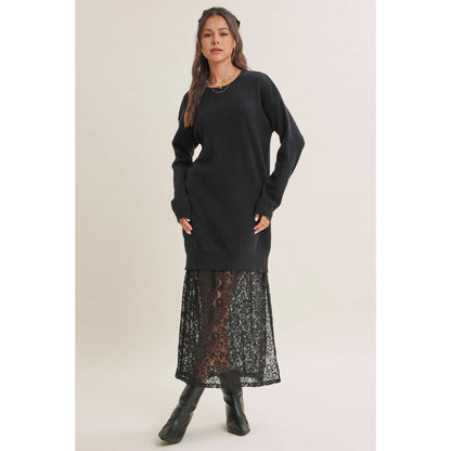 Lace Layered Maxi Sweater Dress