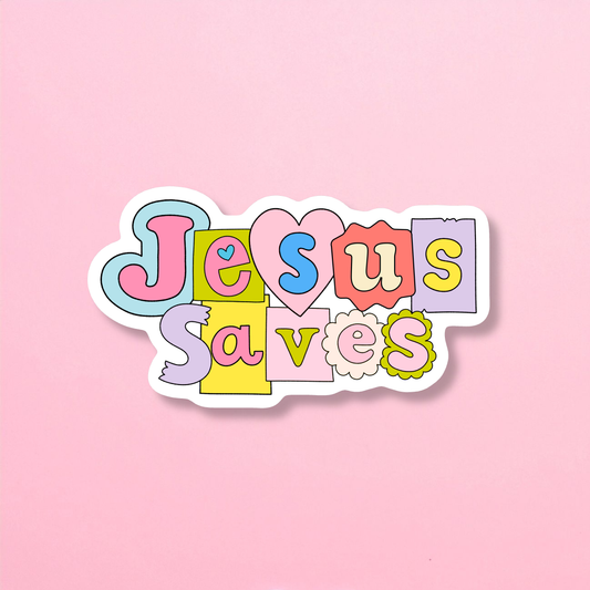 Jesus Saves Retro Style Water Resistant Sticker