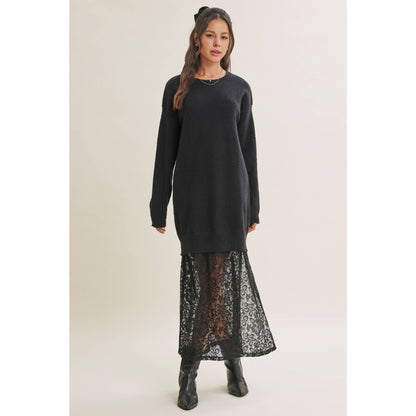 Lace Layered Maxi Sweater Dress