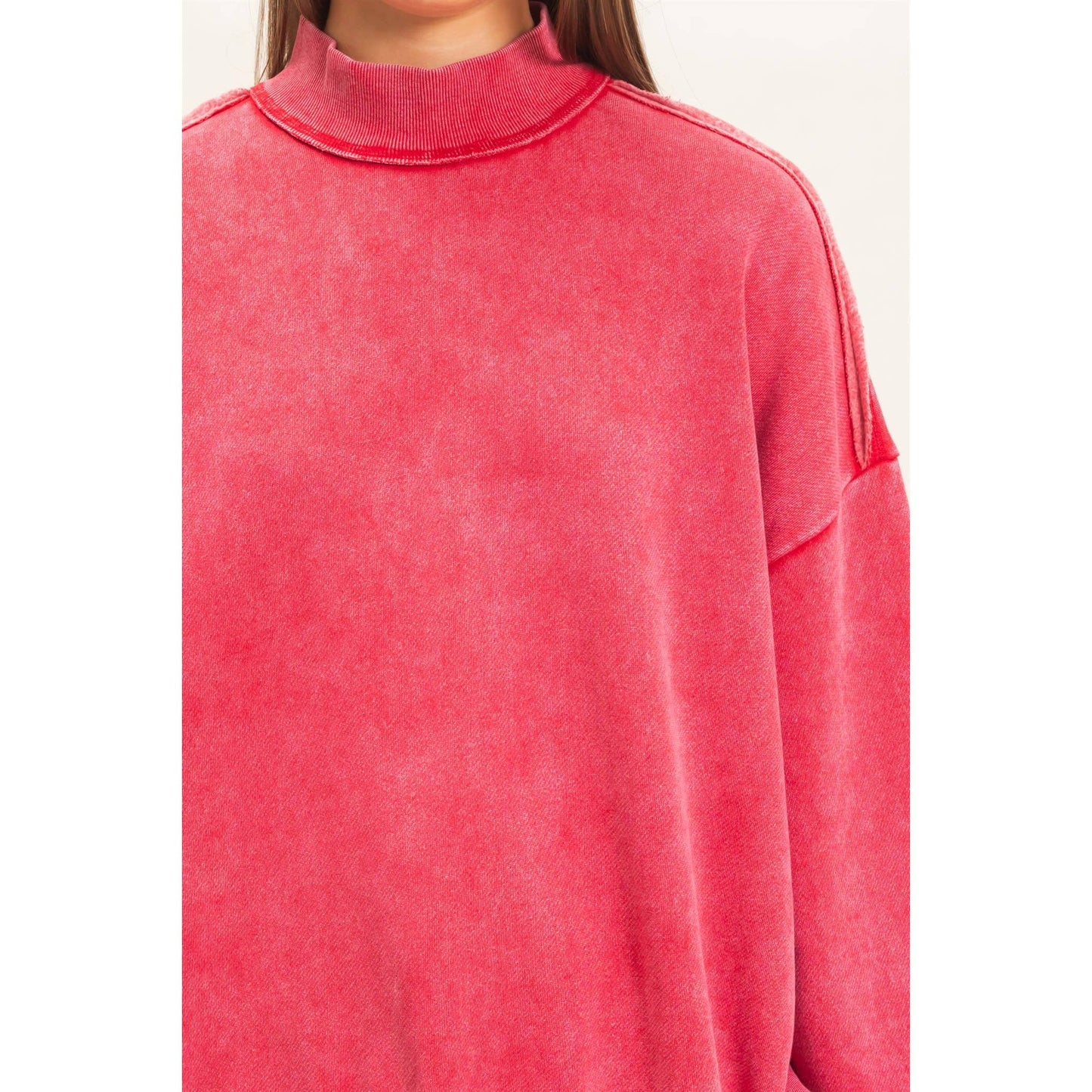 Acid Washed Mock Neck Sweatshirt