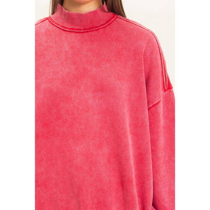 Acid Washed Mock Neck Sweatshirt