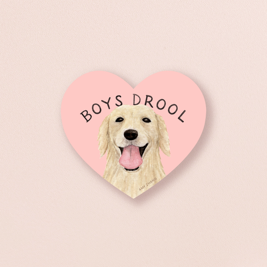 Boys Drool Golden Retriever Sticker
