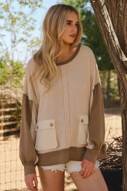 Oatmeal Color Block Sweatshirt