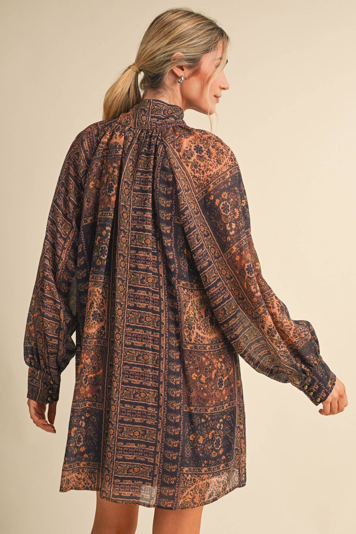 Vintage Lurex Print Mini Dress