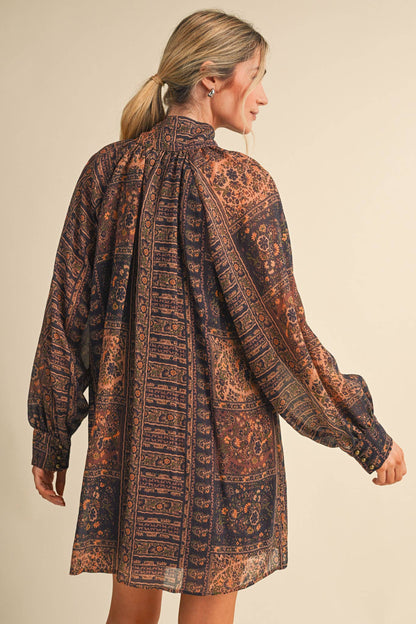 Vintage Lurex Print Mini Dress