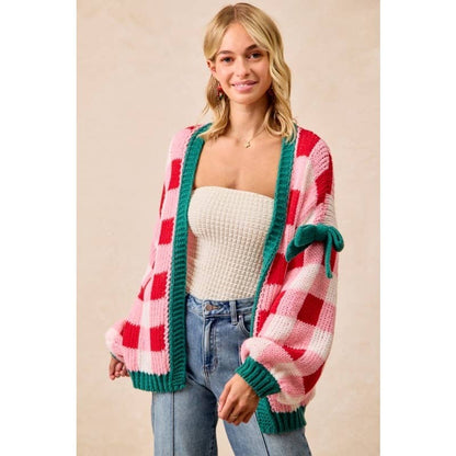 Christmas Theme Open Front Sweater Cardigan