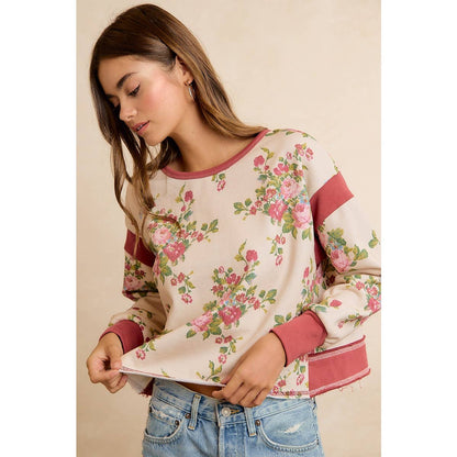 Floral Brushed Terry Open Back Top