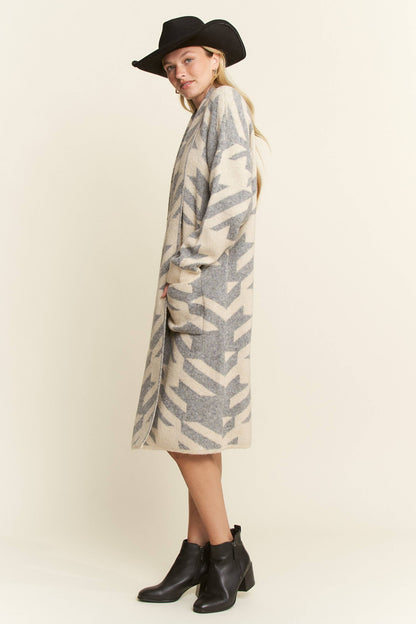 Houndstooth Print Cardigan